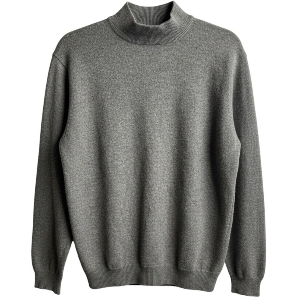 Glen Lyon Gray 100% Cashmere Mock Neck Long Sleeve Knit Sweater Mens M 2 HOLES
